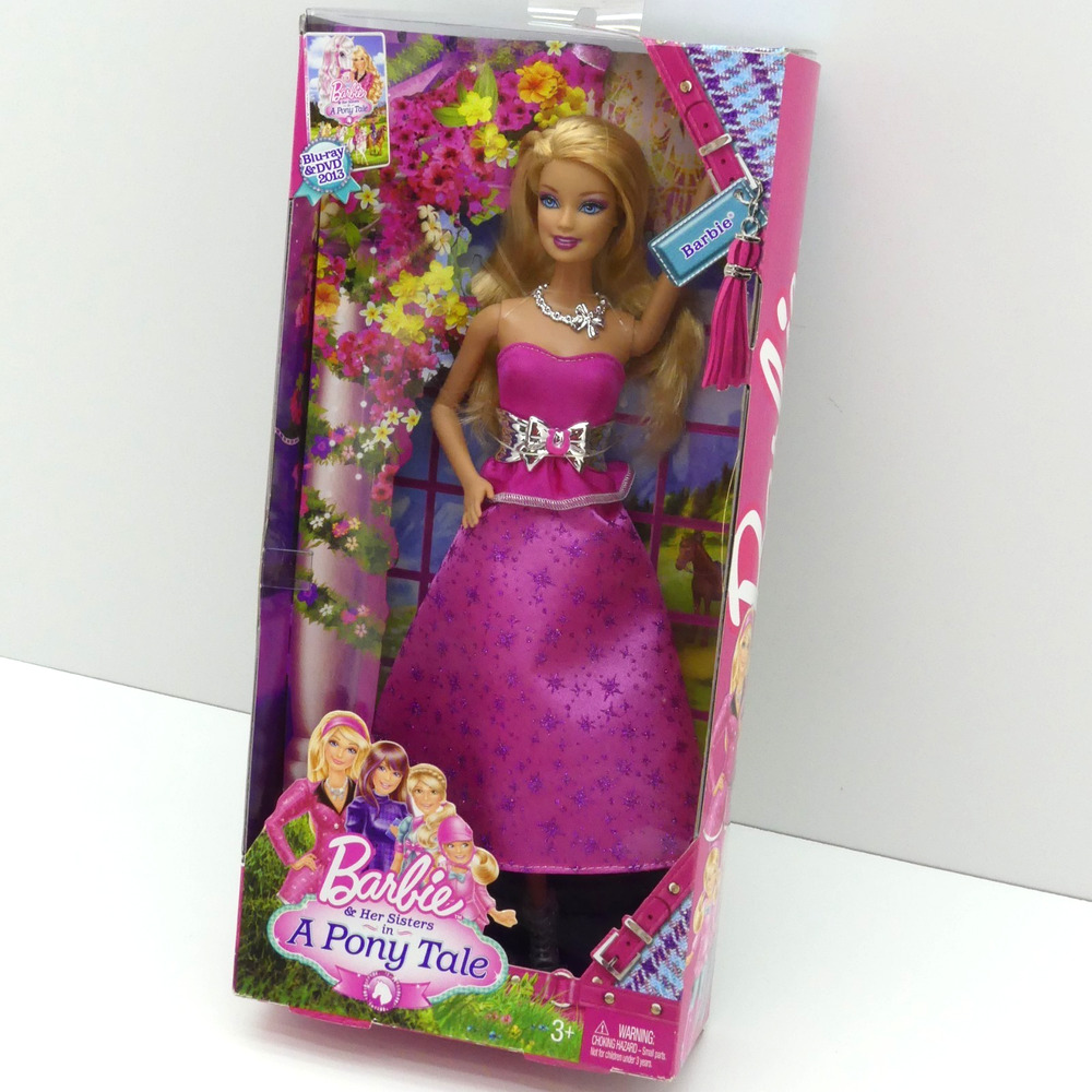 Barbie & Her Sisters in A Pony Tale Blonde Doll Pink Dress NIB 2013 Mattel Movie
